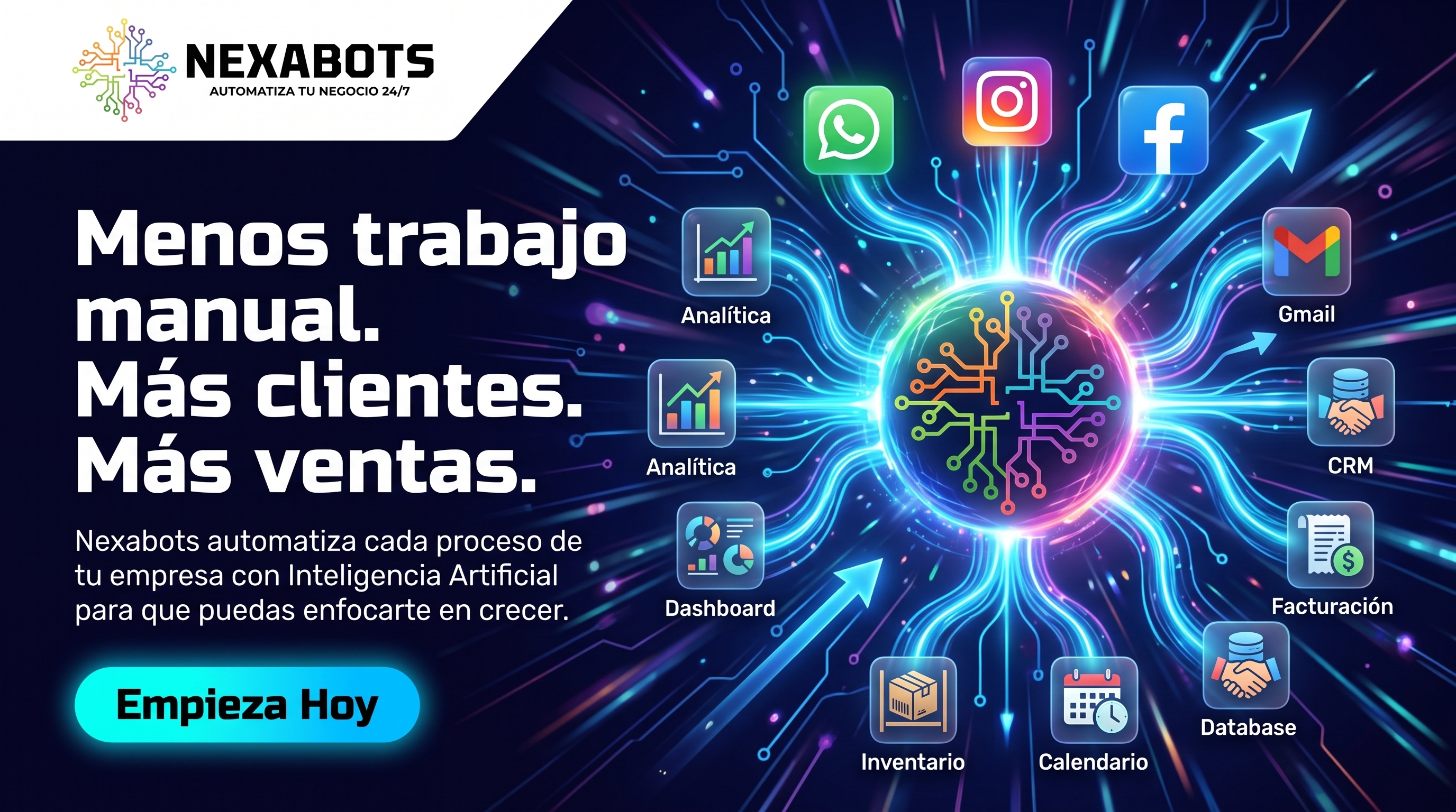 Nexabots conecta redes sociales, analítica, facturación y calendarios para conseguir más ventas